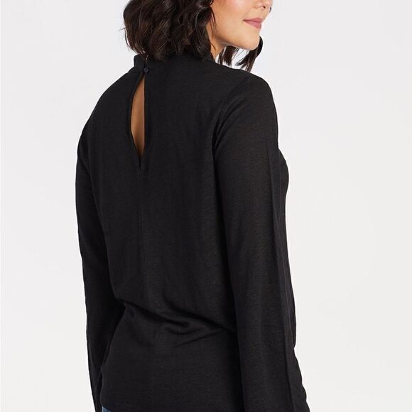 Sanctuary NWT Genevieve Linen Bell Sleeve Choker Top in Meadow Green. Size M. - Picture 2 of 7